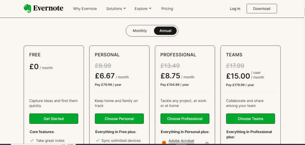 Evernote vs. OneNote, Evernote and OneNote pricing